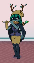  adventure_time cartoon_network clothing cosplay costume evie_(krackdown9) flute hi_res huntress_wizard krackdown9 mammal mephitid musical_instrument skunk wind_instrument woodwind_instrument 