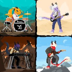  1:1 2017 3_toes animated anthro asian_mythology barefoot bass_guitar claws clothing desert digital_media_(artwork) dragon drum east_asian_mythology eastern_dragon european_mythology feet female fire floyd_p._hendrix giik group guitar heart_a._chicago keyboard_instrument loop low_res male mountain musical_instrument mythological_creature mythological_scalie mythology percussion_instrument piano pixel_(artwork) pixel_animation playing_music plucked_string_instrument river scalie short_playtime string_instrument styx_y._renegade tail tarkus_j._queen toes western_dragon 