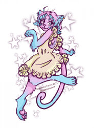  2021 4_toes 5_fingers anthro arm_tuft artist_name bangs barefoot bent_arm bent_leg black_claws blue_body blue_eyebrows blue_eyes blue_fur blue_hair blue_inner_ear blue_inner_ear_fluff blue_tail claws clothing colored cotton_candy_(yaminoneko) digital_drawing_(artwork) digital_media_(artwork) domestic_cat dress ear_piercing ear_ring eyebrows eyelashes feet felid feline felis female fingers fist frilly frilly_clothing frilly_dress fur hair hi_res inner_ear_fluff long_tail mammal multicolored_body multicolored_fur multicolored_hair pattern_background pawpads piercing pink_body pink_fur pink_hair pink_nose pink_pawpads pink_tail pose ring_piercing shaded short_hair simple_background simple_shading solo star star-shaped_background tail toe_claws toes tuft two_tone_body two_tone_fur two_tone_hair two_tone_tail whiskers white_background yaminoneko yellow_clothing yellow_dress yellow_ear_ring 