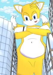  absurd_res anthro building canid canine city fur hi_res looming macro male mammal sega solo sonic_the_hedgehog_(series) tails zerosonicdrive 