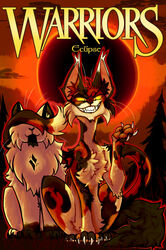  2022 ambiguous_feral ambiguous_gender blackstar_(warriors) book_cover calico_cat claws cloud copyright_name cover covering covering_eyes covering_face domestic_cat duo ear_tuft eclipse english_text feet felid feline felis feral fur grin hi_res male_(lore) mammal meep_(artist) multicolored_body multicolored_fur pawpads paws plant quadruped shaded sharp_teeth sitting sky smile sol_(warriors) solar_eclipse sun tail teeth text tree tuft warm_colors warriors_(book_series) whiskers white_body white_fur yellow_eyes 