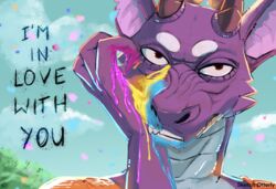  absurd_res ambiguous_anthro ambiguous_gender anthro claws finger_claws hi_res horn lgbt_pride lgbt_pride_month paint painted_claws pansexual_pride_colors portrait pride_colors screencap_redraw sketchotterly solo 