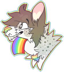  2018 alpha_channel ambiguous_form ambiguous_gender brown_hair canid canine diamond_pupils digital_drawing_(artwork) digital_media_(artwork) duskky eyebrows flag_in_mouth flat_colors fur grey_body grey_fur hair headshot_portrait jaspering lgbt_pride lgbt_pride_month mammal markings mouth_hold multicolored_outline outline patchwork_creature pink_inner_ear portrait pride_color_flag pride_colors pride_duskky pupils rainbow_flag rainbow_nose rainbow_outline rainbow_pride_colors rainbow_pride_flag rainbow_symbol side_view simple_background six-stripe_rainbow_pride_colors smile snout solo sparklefur spots spotted_body spotted_fur surgical_suture teeth transparent_background whisker_spots white_pupils 