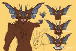  3:2 alien alien_sensory_organ anthro big_ears big_teeth ear_piercing ear_ring facial_hair fangs female fluffy humanoid jewelry model_sheet piercing ring_piercing sideburns smile teeth tengridus wide_shoulders 