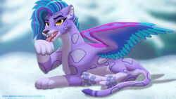  16:9 2024 4_toes allura_(mlp) amber_eyes auto_foot_lick blue_hair claws digital_media_(artwork) ear_piercing fangs feet felid female feral foot_fetish foot_lick foot_play fur hair hasbro helix_piercing hi_res leg_markings leopon276 licking looking_at_viewer lying_on_ground mammal markings mlp_g5 multicolored_hair my_little_pony on_ground pantherine pawpads piercing purple_body purple_fur purple_pawpads purple_tail self_lick sharp_teeth snow_leopard socks_(marking) solo tail teeth text toes tongue tongue_out underpaw url widescreen wings 