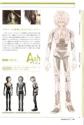  1boy 3d armor ash_(galerians) galerians galerians:_ash sho-u_tajima short_hair silver_hair solo text_focus yellow_eyes 