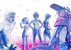  5boys aoi_toori glasses hat kyoukaisenjou_no_horizon multiple_boys neshinbara_tousaint noriki scarf shirojiro_bertoni tenzou_crossunite underwear 