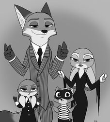  2017 anthro canid canine clothed clothing cooper_(zootopia) disney female fox fur group hi_res hybrid judy_hopps lagomorph leporid male mammal nick_wilde procyonid rabbit raccoon skelly_doll violet_(zootopia) young zootopia 