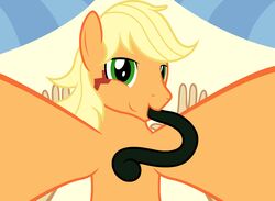  2017 absurd_res ambiguous_gender ambiguous_pov applejack_(mlp) badumsquish bed blonde_hair duo earth_pony equid equine first_person_view friendship_is_magic ftm_crossgender furniture green_eyes hair hasbro hi_res horse human long_hair looking_at_viewer lying male male/ambiguous male_focus mammal my_little_pony on_back orange_body pillow pony rule_63 solo_focus tatzlpony tatzlwurm tentacle 