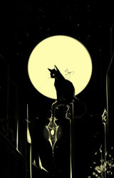  absurdres animal_focus artist_name black_cat chinese_commentary commentary_request feline full_moon highres lamppost moon night night_sky no_humans on_top_of_pole original outdoors partial_commentary photoshop_(medium) sheya signature sitting sky star_(sky) starry_sky whiskers 