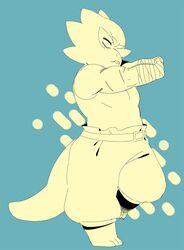  alphys alternate_universe anthro bandage fan_character female lizard monochrome muscular muscular_anthro muscular_female reptile scalie siqlyprince solo underswap undertale undertale_(series) 