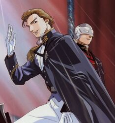  2boys anime_screenshot eyebrows gundam gundam_wing highres multiple_boys treize_khushrenada zechs_merquise 