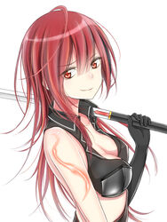  commentary_request elesis_(elsword) elsword elsword_(character) female long_hair moyashi_(rina) red_eyes red_hair rune_slayer_(elsword) smile solo white_background 