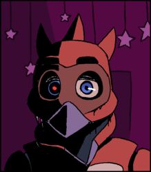  2022 animatronic anthro avian avio_(avioylin) avioylin beak blue_eyes broken broken_jaw digital_media_(artwork) dislocation eyebrows five_nights_at_freddy&#039;s looking_at_viewer machine male meme robot robotic scary scottgames simple_background solo stylized 