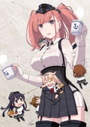  &gt;_&lt; 6+girls ^_^ akatsuki_(kancolle) anchor anchor_hair_ornament atlanta_(kancolle) beans blonde_hair blush breasts brown_hair chibi closed_eyes commentary_request cup earrings flat_cap flying_sweatdrops garrison_cap garter_straps gloves grey_hair hair_flaps hair_ornament hair_ribbon hat headgear hibiki_(kancolle) high-waist_skirt holding ikazuchi_(kancolle) inazuma_(kancolle) jewelry kantai_collection long_hair mini_person minigirl mug multiple_girls nao_(nao_eg) open_mouth partially_fingerless_gloves purple_hair ribbon sailor_collar school_uniform serafuku setsubun single_earring skirt star_(symbol) star_earrings steam two_side_up yuudachi_(kancolle) yuudachi_kai_ni_(kancolle) 