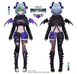  apricot_the_lich apricot_the_lich_(8th_costume) artist_name back black_choker black_footwear black_pants boots breasts chains character_name choker closed_mouth color_guide commentary cross demon_girl demon_horns demon_wings english_commentary english_text facing_viewer female from_behind full_body fuumeh green_eyes green_hair hair_between_eyes highres horns knee_boots long_sleeves looking_at_viewer looking_back medium_breasts midriff multicolored_hair multiple_horns multiple_views navel official_alternate_costume official_art panties pants purple_shorts reference_sheet short_hair shorts simple_background single_thighhigh slit_pupils spiked_choker spikes standing stomach strap thighhighs torn_clothes underwear virtual_youtuber vshojo watermark white_background wings 