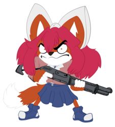  absurd_res ailurid alpha_channel angry anthro bear blazer bottomwear clothed clothing digital_media_(artwork) ditzz doki_doki_literature_club! female footwear furgonomics gun hair hi_res m1014 mammal monika_(doki_doki_literature_club!) ranged_weapon red_hair red_panda shoes shotgun skirt sneakers solo tail tail_through_skirt team_salvato weapon 