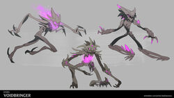  1boy character_name from_side full_body grey_background highres ivern league_of_legends male_focus sharp_teeth spot_color teeth vladbacescu voidling web_address 