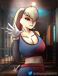  absurd_res anthro ass basketball_uniform big_breasts blonde_hair blue_eyes bra breasts clothed clothing digital_media_(artwork) elmasiosare female fur gloves hair handwear hi_res huge_breasts lagomorph leporid lola_bunny looking_at_viewer looney_tunes mammal rabbit smile solo space_jam space_jam:_a_new_legacy sports_bra sportswear topwear tune_squad_outfit tune_squad_outfit_(2021) underwear uniform warner_brothers 