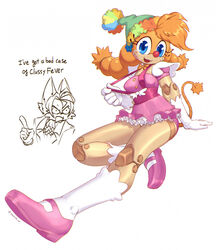  5_fingers animate_inanimate anthro armwear artist_name badnik ballet belle_the_tinkerer big_hair blue_eyes blue_pupils bow_tie braided_hair braided_pigtails breasts canid canine capcom cheek_tuft clothed clothing clown clown_hat clown_nose cosplay countershading crossover dance_shoes dancewear doll doll_joints dress duo elbow_gloves english_text eyelashes facial_tuft female fingers footwear fox freckles frilly frilly_clothing frilly_dress geiru_toneido gesture glistening glistening_eyes glistening_hair glistening_nose gloves green_clothing green_hat green_headwear gyakuten_saiban hair hand_gesture handwear hat head_tuft headgear headwear hi_res humanoid_hands humor idw_publishing joints knee_highs knee_socks legwear living_doll long_eyelashes long_tail looking_at_viewer machine male mammal miles_edgeworth multicolored_body multicolored_clothing multicolored_hat multicolored_headgear multicolored_headwear open_mouth open_smile orange_body orange_bow orange_hair orange_head orange_tail overalls pink_clothing pink_dress pink_footwear pink_overalls pink_shoes pointe_shoes pointing pupils red_nose red_tongue robot same_name sega shoes simple_background smile socks sonic_the_hedgehog_(comics) sonic_the_hedgehog_(idw) sonic_the_hedgehog_(series) sparkydb tail tails tan_body tan_countershading text tongue tuft two_tone_body ussy_(suffix) watermark white_armwear white_background white_clothing white_elbow_gloves white_footwear white_gloves white_handwear white_knee_socks white_socks 