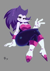  anthro big_breasts black_bodysuit black_clothing black_eyes black_skinsuit blush blush_lines bodysuit breasts cleavage clothed clothing cosplay creepypasta crossed_arms eulipotyphlan eyelashes fan_character female footwear fur gloves grey_background handwear hedgehog hi_res looking_at_viewer mammal narrowed_eyes needlem0use_(analogue_horror) purple_body purple_fur rouge_the_bat sarah_(needlemouse) sega shoes simple_background skinsuit smile snesti09 solo sonic.exe_(creepypasta) sonic_the_hedgehog sonic_the_hedgehog_(series) thick_thighs tight_clothing white_body white_clothing white_footwear white_fur white_gloves white_handwear white_shoes wide_hips 