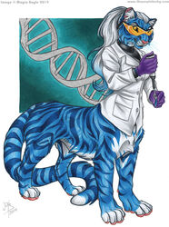  blue_body blue_fur blue_stripes chakat clothing coat dna eyewear felid felid_taur female fur glasses gloves goggles hair handwear hi_res lab_coat laboratory_equipment laboratory_glassware lazuli_(kittfur) mammal mammal_taur mayra_boyle pantherine ponytail purple_clothing purple_gloves purple_handwear safety_goggles scientific_experiment scientific_instrument solo striped_body striped_fur stripes syringe taur test_tube tiger topwear white_hair yellow_eyewear yellow_glasses 