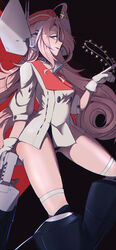  absurdres ballet_boots bell black_one-piece_swimsuit breasts coat collar drum_(kancolle) female from_side garrison_cap gloves grey_eyes hair_ornament hair_rings hat headgear highres kantai_collection long_hair lsnsn metal_collar neck_bell one-piece_swimsuit pink_hair red_hat short_sleeves skull_print small_breasts solo star_(symbol) star_hair_ornament swimsuit swimsuit_under_clothes very_long_hair white_coat white_gloves 