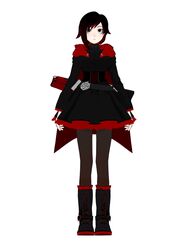  animated boots brown_hair cape crescent_rose_(weapon) gray_eyes ruby rwby skirt weapon 