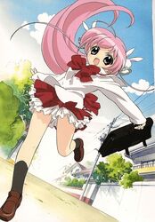  angel female misha misha_(pita_ten) outdoors pink_hair pita_ten schoolgirl 