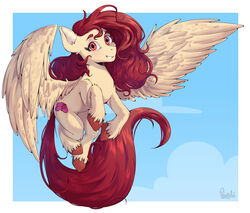  absurd_res anthro cute_pose cutie_mark digital_media_(artwork) equid equine fan_character flying hasbro hi_res male mammal my_little_pony mythological_creature mythological_equine mythology pegasus polarisart sky smile solo wings 