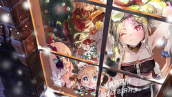  6+girls aged_down animal_ear_headphones animal_ears art556_(girls&#039;_frontline) art556_(little_chimney_sweeper)_(girls&#039;_frontline) baguette bread cat_ear_headphones character_request christmas_lights christmas_ornaments christmas_tree double_bun eyewear_on_head fake_animal_ears five-seven_(blue_christmas)_(girls&#039;_frontline) five-seven_(girls&#039;_frontline) food g36_(every_child&#039;s_x&#039;mas_dream)_(girls&#039;_frontline) g36_(girls&#039;_frontline) girls&#039;_frontline glasses hair_bun headphones imoko_(imonatsuki) maid_headdress merry_christmas multiple_girls official_alternate_costume official_art one_eye_closed p90_(girls&#039;_frontline) p90_(scarlet_turbo)_(girls&#039;_frontline) px4_storm_(girls&#039;_frontline) px4_storm_(queen_of_x&#039;mas_morning)_(girls&#039;_frontline) reflection sack shadow snow snowing stuffed_animal stuffed_toy sunglasses teddy_bear tmp_(girls&#039;_frontline) tmp_(red-eared_cat)_(girls&#039;_frontline) tongue tongue_out tripping window 