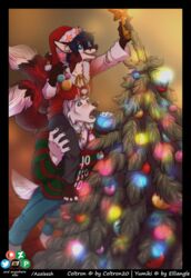  azaleesh canid canine canis christmas coltron_(coltron20) duo fox hi_res holidays mammal plant tree wolf yumiki 