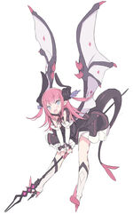  black_dress blade_(galaxist) blue_eyes blush boots commentary_request dragon_tail dragon_wings dress elizabeth_bathory_(fate) elizabeth_bathory_(fate/extra_ccc) elizabeth_bathory_(first_ascension)_(fate) fate/extra fate/extra_ccc fate_(series) female full_body high_heel_boots high_heels horns knee_boots long_hair looking_at_viewer oerba_yun_fang open_mouth photoshop_(medium) pink_hair pointy_ears sarkany_csont_landzsa simple_background smile solo tail white_background wings 