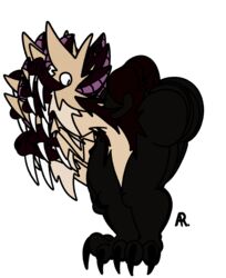  3_toes absurd_res animated anthro armless ass bat big_butt black_body brown_body brown_fur claws curled_tail dancing derp_eyes fangs feet frame_by_frame fur hi_res male mammal megabat short_playtime solo spanklet spanklet_chocoa tail teeth toes wiggle 