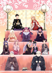  absurdres black_hair black_lobelia blonde_hair chains character_request closed_eyes demon_girl gojou_wakana grey_hair hat heart heart-shaped_pupils highres hinamatsuri inui_shinju japanese_clothes kimono kitagawa_marin kuroe_shizuku long_hair maid peach_blossom pink_hair purple_hair short_hair smile sono_bisque_doll_wa_koi_wo_suru symbol-shaped_pupils yukata zetsuki_(theendoftheworid) 