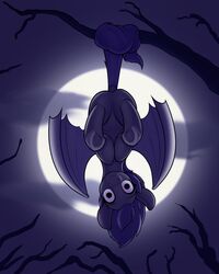  4:5 absurd_res bat_pony bat_wings cocaine_(artist) conditional_dnp creepy equid fangs female feral full-length_portrait hanging_by_tail hanging_from_branch hasbro hi_res looking_at_viewer mammal membrane_(anatomy) membranous_wings moon my_little_pony portrait silent_silhouette_(mlp) solo stare tail teeth upside-down wings 