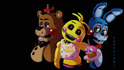  2016 animatronic anthro avian bear bird chicken digital_media_(artwork) female fiszi five_nights_at_freddy&#039;s five_nights_at_freddy&#039;s_2 galliform gallus_(genus) group hi_res lagomorph leporid machine male mammal phasianid rabbit robot scottgames toy_bonnie_(fnaf) toy_chica_(fnaf) toy_freddy_(fnaf) 