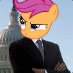  1:1 barack_obama clothing friendship_is_magic hair hasbro low_res male my_little_pony necktie photoshop purple_eyes purple_hair scootaloo_(mlp) solo suit third-party_edit thumbnail 