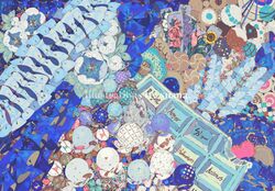  artist_name bad_id bad_pixiv_id blue_bow blue_theme bow flower food heart lemming_no_suana no_humans original scenery sweets watermark 