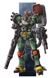  chain_gun command_gundam crossed_arms gundam highres mecha missile_pod mobile_suit robot science_fiction sd_command_chronicles sd_gundam solo standing taiga_hiroyuki v-fin yellow_eyes 