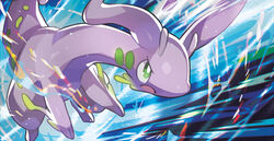  action_pose angry attack feral gastropod goodra green_eyes hybrid invalid_tag mollusk naoki_saito nintendo open_mouth pok&eacute;mon_(species) pokemon pose purple_skin reptile scalie slime slug video_games 