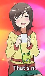  ^_^ cup futsuu_no_joshikousei_ga_locodol_yattemita green_skirt handbag long_sleeves looking_at_viewer solo sweater usami_nanako 