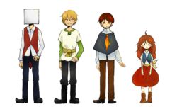  3boys :&gt; ahoge blonde_hair blush brown_eyes brown_hair commentary_request female full_body holding long_hair looking_at_viewer maria_(shiro_wa_kono_mahoutsukai) multiple_boys official_art ohaco open_mouth shirohako_no_mahoutsukai shirt sidelocks sinononn smile transparent_background yohan_(shiro_wa_kono_mahoutsukai) yuan_(shiro_wa_kono_mahoutsukai) 