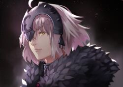  55level close fate/grand_order fate_(series) headdress jeanne_d&#039;arc_(fate) jeanne_d&#039;arc_alter short_hair white_hair yellow_eyes 