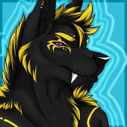  1:1 anthro aura canid canine canis dotsfa ear_piercing fangs looking_at_viewer male mammal piercing simple_background solo teeth wolf 