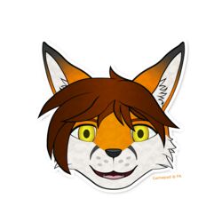  1:1 alric_kyznetsov ambiguous_gender anthro black_body black_fur black_nose brown_hair canid canine english_text eyebrows facial_markings fangs fox fur gamepad_(artist) hair happy head_markings headshot_portrait icon inner_ear_fluff looking_at_viewer mammal markings open_mouth orange_body orange_fur portrait red_fox signature simple_background smile solo teeth text tongue true_fox tuft white_background white_body white_fur 