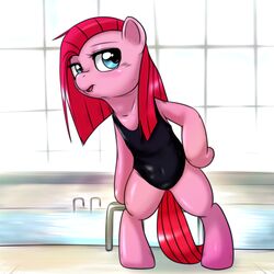  1:1 2015 behind-space clothing earth_pony equid equine female feral friendship_is_magic hasbro horse mammal my_little_pony pinkamena_(mlp) pinkie_pie_(mlp) pony solo swimwear wet 