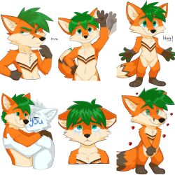  absurd_res anthro bodily_fluids canid canine cuddling fox heart_symbol hi_res hug love male mammal netiscraft one_eye_closed sad solo sticker sticker_pack tears telegram_sticker wink 