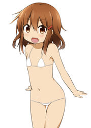  arms_at_sides bikini brown_eyes brown_hair commentary_request female ikazuchi_(kancolle) kantai_collection lowleg lowleg_bikini micro_bikini miyako_hito oerba_yun_fang photoshop_(medium) short_hair swimsuit thigh_gap wrists_extended 