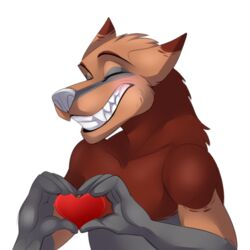  1:1 alpha_channel anthro blush canid canine closed_eyes fox grin heart_symbol mammal marcus_mordecai sergeantyakirr smile solo 